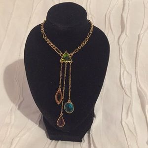 Vtg 90s Givenchy Lariat necklace, w/ 3 drop charms